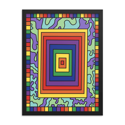 Rectangular Rainbows Framed Poster Print